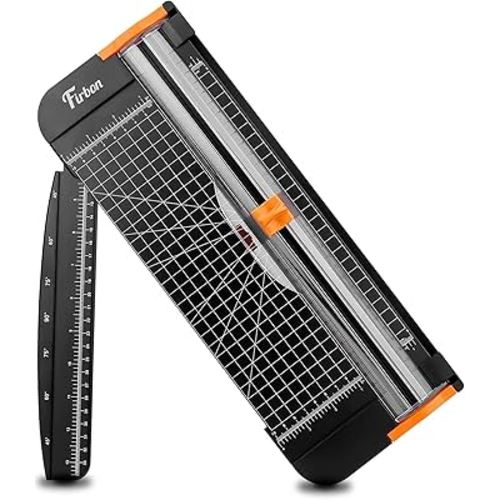 Firbon A4 Paper Cutter 12 Inch Titanium Paper Trimmer Scrapbooking Tool with Automatic Security Safeguard and Side Ruler for Craft Paper, Coupon, Label and Cardstock (Black)