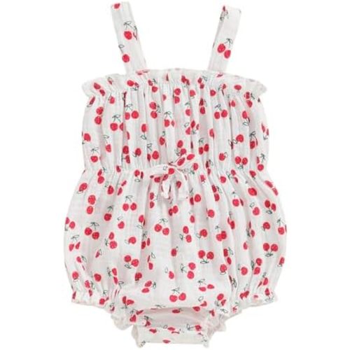 Newborn Baby Girl Summer Sleeveless Bodysuit One Piece Ruffle Strap Romper Playsuit Jumpsuit Clothes 0-24M