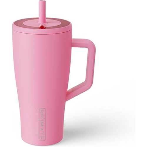 BrüMate Era 30 oz Tumbler with Handle & Straw | 100% Leakproof Insulated Water Bottle Tumbler with Lid & Flexible SoftSip Straw | Made of Stainless Steel | Cup Holder Friendly | 30oz (Primrose)