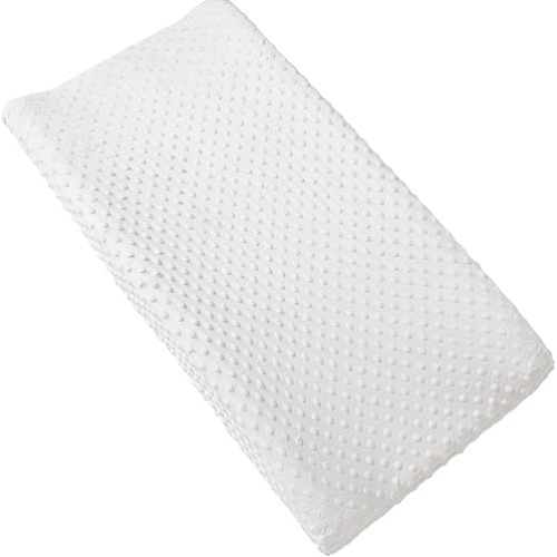 Solid Changing Table Pad Cover Cradle Sheet, Fits 32"/34''x16" Contoured Diaper Changing Pad, Ultra Soft Cozy Minky Dots Plush Changing Table Covers, Breathable Wipeable Removable (White)