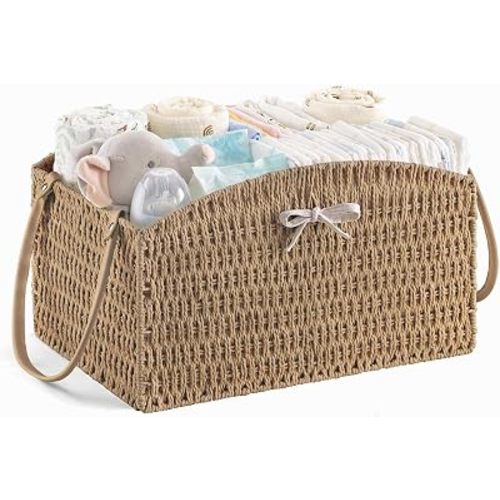 HBlife Diaper Caddy Organizer Detachable Portable Hand-Woven Storage Basket