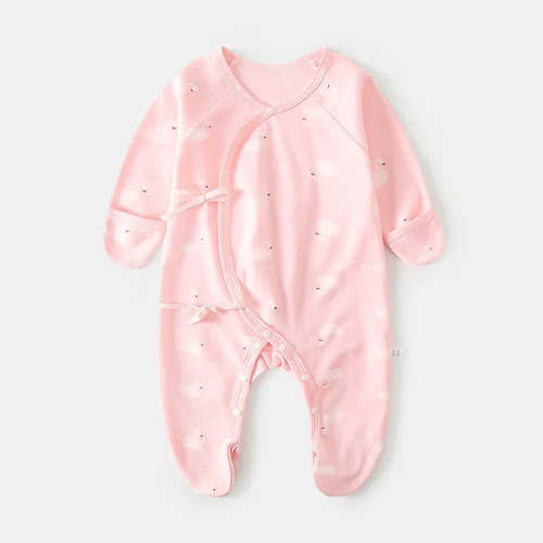 100% Cotton Footed Onesie with Mittens - Pink Swan – Organic Cotton Clubs