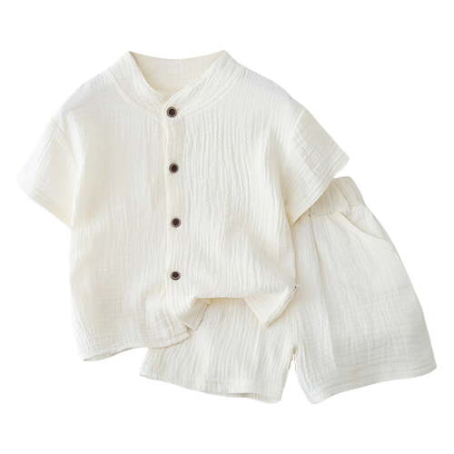 Gibobby Toddler Boys Toddler Boys Baby Boys Clothes Set Toddler Infant Boys Button Up Shirt Tops + Cotton Gauze Shorts Summer Outfit 2PCS with Pockets(12-18 Months,Beige)