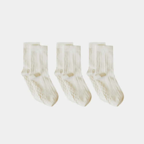 Pure (no dye) Ribbed Kids' Socks With Grips - 98% Organic Cotton (3 & – Q for Quinn