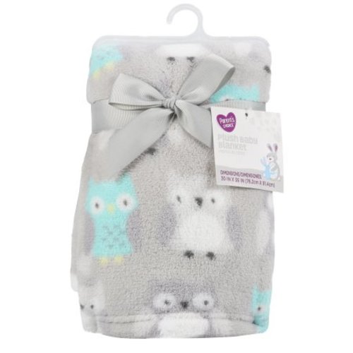 Parent's Choice Plush Baby Blanket, Gray Owl - Clouds
