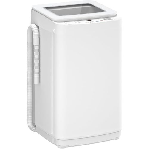 Auertech 14 lbs Portable Washing Machine, Fully Automatic Portable Washer with Glass Lid, 10 Wash Cycles, Compact Capacity Washer and Spin Dryer Combo with Drain Pump for Apartment, Dorm, RV