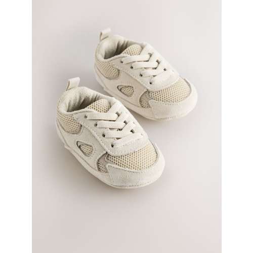Neutral Baby Elastic Lace Slip-Ons Trainers (0-2mths)