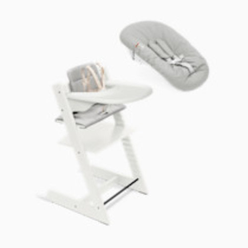 Stokke Tripp Trapp High Chair Complete² + Newborn Set - White/Anthracite Cushion/White Tray/Newborn Grey