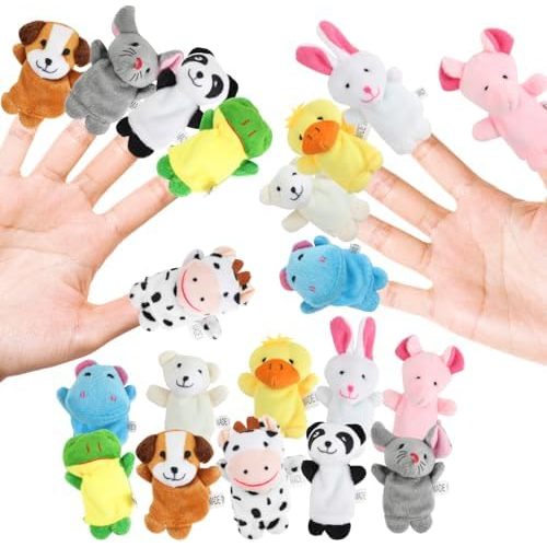 LOKIPA 10PCS Finger Toys, Soft Plush Animal Finger Puppets for Kids Mini Plush Finger Toys Assortment for Boys & Girls, Party Favors, Playtime, Schools