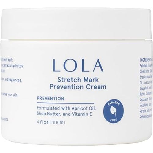 LOLA Stretch Mark Prevention Cream with Apricot Oil, Shea Butter, Vitamin E, Unscented
