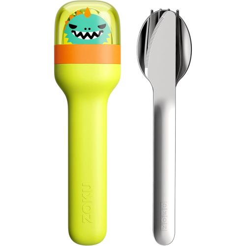 Kids Pocket Utensil Set, Kids Silverware Set Fork, Knife, and Spoon, Dino