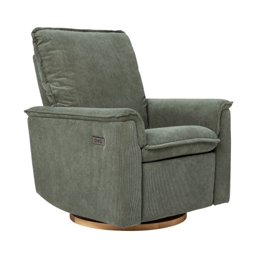Louie Electric Recliner Glider Nursery Chair in Olive Corduroy | iL Tutto