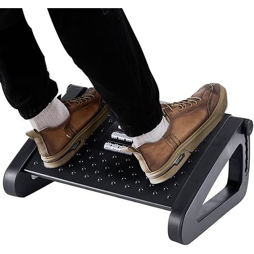 Foot Rest, Six Heights Adjustable Foot Rest for Under Desk at Work, Ergonomic Foots Stool for Under Office Desks, Under Desk Footrest with Foot Massage Roller, Chair Footrest for Leg Rests