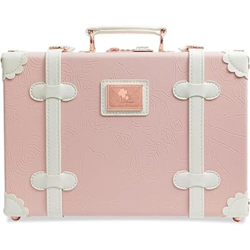 Unitravel Baby Keepsake Case, 13" Handmade Memory Storage Box, Newborn Keepsake Box, Vintage Suitcase for Baby Shower, Baptism, Naming Ceremony or Birthday (pink)