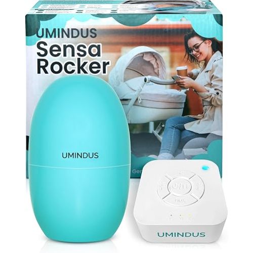 SensaRocker 2-in-1 Baby Stroller Rocker & Portable Sound Machine, Hands-Free Soothing with 5 Speeds, 9 Sounds, Night Light, Rechargeable, 2 Mounts for Strollers, Bassinets & Car Seats