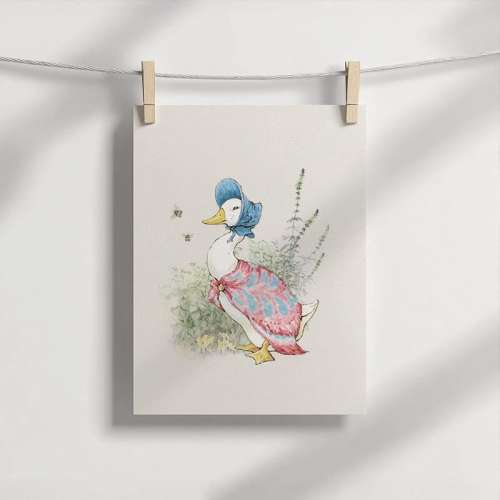 Jemima Puddleduck Art, Peter Rabbit, Beatrix Potter, Vintage Nursery Wall Art, Woodland Art Print, Baby Shower Gift, Cottagecore Decor