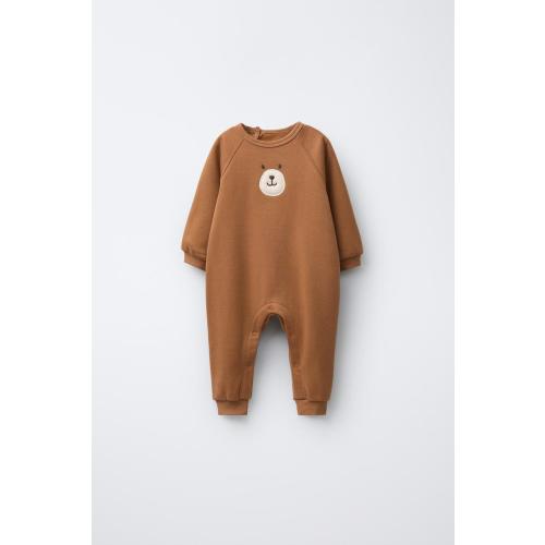 EMBROIDERED BEAR JUMPSUIT - Caramel | ZARA United States