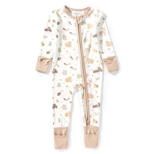Angel Dear Baby Boys Bamboo Long Sleeve Woodland Babies 2-Way Zipper Convertible Coverall