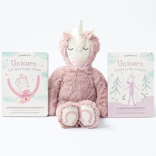 Slumberkins 14" Unicorn Kin & 2 Board Books Complete Set Bundle | Promotes Authenticity, Confidence & Healthy Friendships | Social Emotional Tools for Ages 0+ (Unicorn Kin Plush + 2 Board Books)