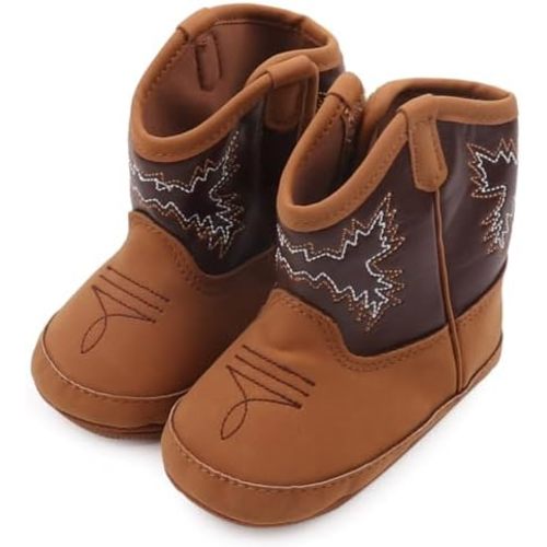 Happy Cherry Western Cowboy Bootie Soft Sole Non-Slip Crib Shoes Snow Boots for Baby Infant Toddler Girls Boys Newborn
