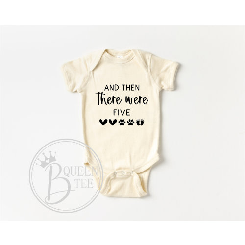 And Then There Were Five Baby Onesie®, Pregnancy Announcement, Baby Announcement Bodysuit, Baby Shower Gift, Baby Coming Soon Bodysuit.