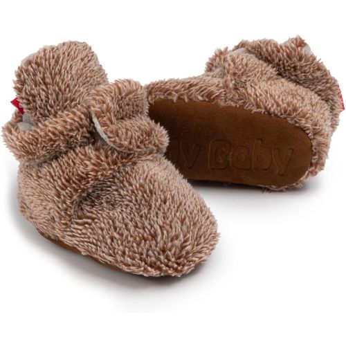 Meckior Infant Baby Boys Girls Cotton Booties Winter Fleece Warm Cozy Socks Soft Bottom Newborn Toddler First Walkers Crib Shoes with Grippers