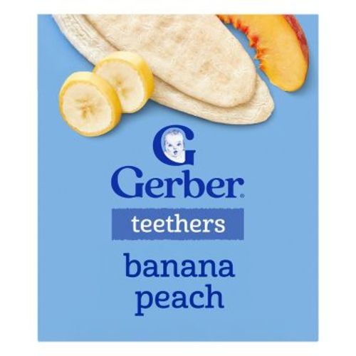 Gerber Baby Food Banana Peach Teething Wafer Baby Snack - 12ct/1.7oz Total: Gluten-Free, Whole Grain, Non-GMO, No Artificial Flavors