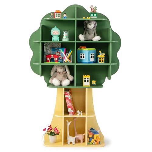 Costzon Tree Kids Bookshelf, 6-Tier Toddler Montessori Shelf Book Rack, Toy and Book Storage for Kids, Wooden Children's Bookcase, Toy Storage Organizer for Preschool, Kids Room, Playroom, Nursery