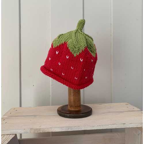 COTTON STRAWBERRY HAT - Newborn to Adult Sizes - Red