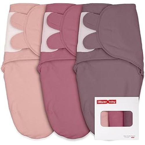 GLLQUEN BABY Girl Swaddles 0-3 Months - 3 Pack Baby Swaddles Sack for Newborn, Infant Sleep Sack, Easy Swaddling Wrap, Soft Color Gradient, Nursery Swaddle Blankets Essentials