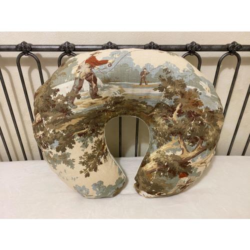 English Countryside Hunting/Fishing Toile Nursing Pillow Cover, Breastfeeding Pillow Cover