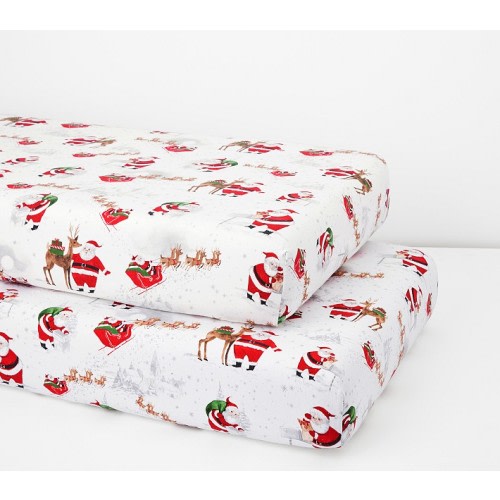 Santa Organic Crib Fitted Sheet