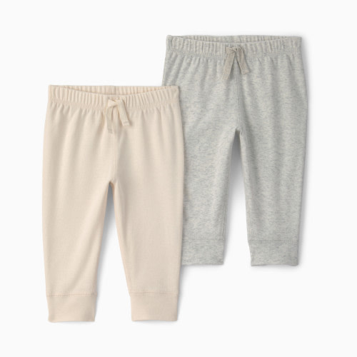 Carter's Cotton Pants (2 Pack) - Ivory/Grey, Nb