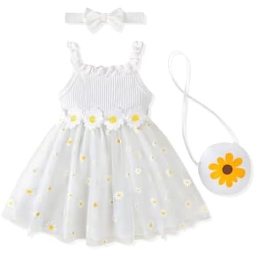 Renotemy Baby Girl Flower Dress Tutu Birthday Wedding Princess Party Fairy Halter Dresses Photography for 0-18 Months Girls