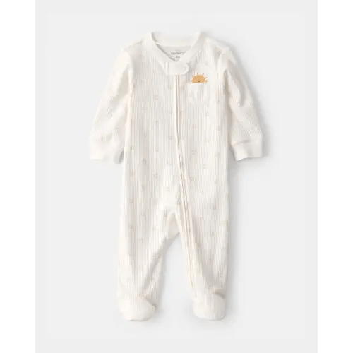 Baby Sunshine 2-Way Zip Sleep & Play Pajama - White | Carter's -3M