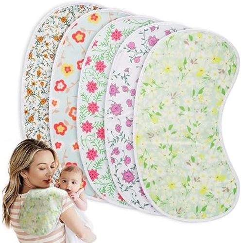 Pack of 5,Baby Burp Cloths,Soft and Absorbent,Unisex,Easy to Use
