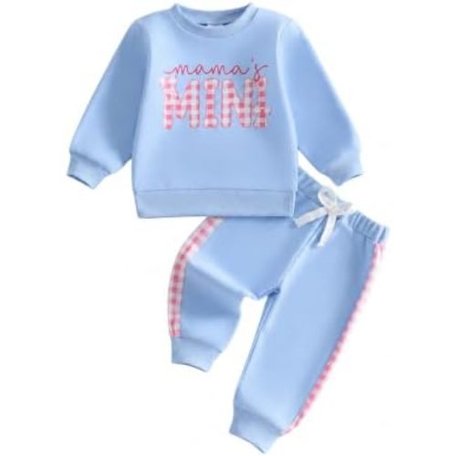 Kupretty Baby Girl Fall Winter Clothes Toddler Outfit Letters Graphic Crewneck Sweatshirts + Joggers Pants Set
