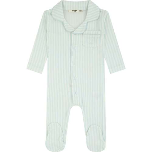 Striped Button Down Footie, Boys