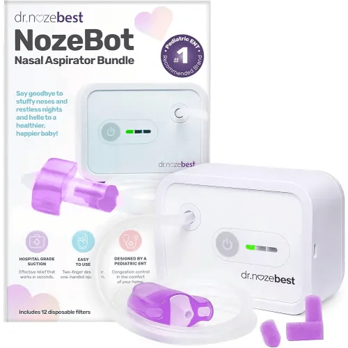 Dr. Noze Best - NozeBot Baby Nasal Aspirator | Electric Baby Nasal Aspirator | Hospital Grade Suction | Nose Sucker and Nasal Vacuum | Safe for Infants and Toddlers