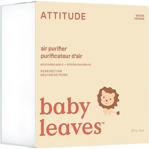 ATTITUDE Baby Air Purifier, Activated Carbon Freshener, Odor Remover, Plant and Mineral-Based, Vegan, Pear Nectar, 8 Ounces