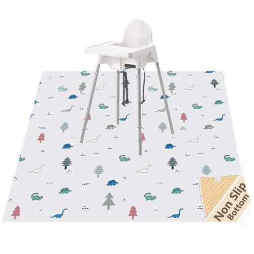 WOMUMON 51” Baby Splat Mat for Under High Chair/Arts/Crafts, Washable Waterproof Anti-Slip Floor Splash Mat, Portable Wipeable Spill Mat and Table Cloth