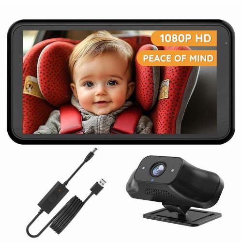 4.5'' HD 1080p Car Seat Camera with Night Vision, 3X Zoom & 360° Adjustable Monitor - Perfect for Rear-Facing Seats | Ideal for Back to School