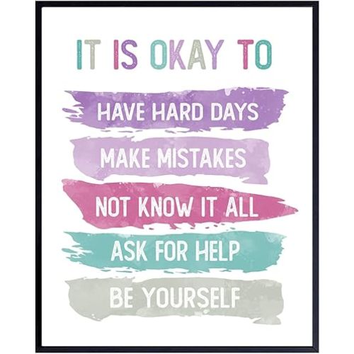 Inspiration Motivation Wall Art for Home Office Bedroom Bathroom - Positive Quotes Wall Decor - Encouragement Gift for Woman Teen Girls Daughter - Women's empowerment Poster - Classroom Decorations