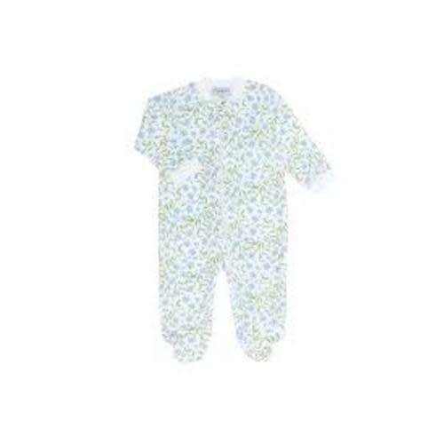 Blue Vines Print Zipper Footie