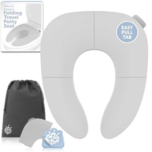 Jool Baby Folding Travel Potty Training Seat – Easy-Remove Pull Tab (Gray)