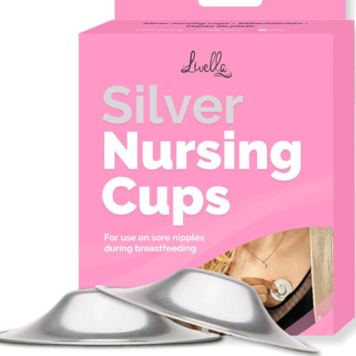 LIVELLA - Original Silver Nursing Cups - Made in Germany with 999 Silver - Universal Fit - Protect and Soothe Sore Nipples - Silver Nipple Shields for Breastfeeding - FDA-Registered