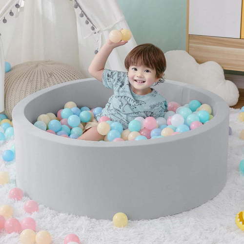 Foam Ball Pit, Soft Memory Foam Ball Pit Sponge Indoor Round Ball Pit for Toddler Children - 35.4"x 11.8", Balls not Included, Gray