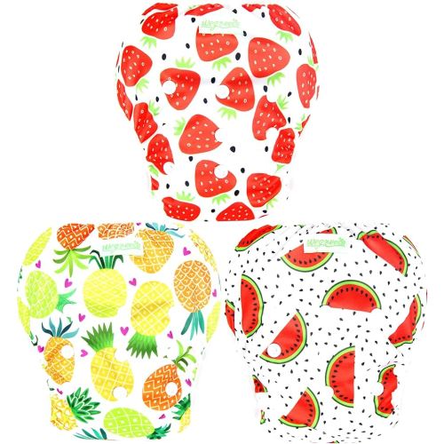 wegreeco Baby & Toddler Snap One Size Adjustable Reusable Baby Swim Diaper (Fruits, Small, 3 Pack)