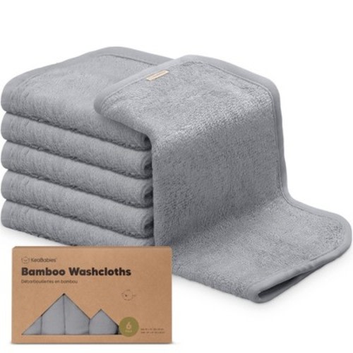 6pk Deluxe Baby Washcloths, Organic and Soft Baby Wash Cloth, Baby Bath Towel, Face Cloths, Color: Cool gray