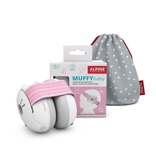 Alpine Muffy Baby Ear Protection for Babies and Toddlers up to 36 Months - CE & ANSI Certified - Noise Reduction Earmuffs - Comfortable Baby Headphones Against Hearing Damage & Improves Sleep - Pink